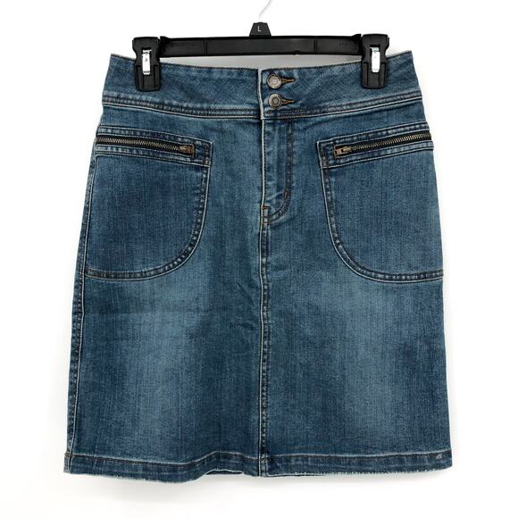 PRANA Women's Broadway Denim Pencil Skirt Size 2 True Blue Organic Cotton NWT - Picture 4 of 11